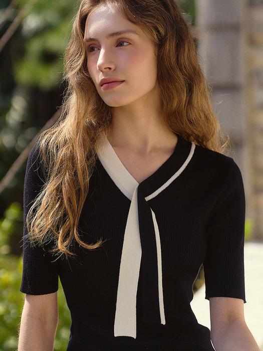 [NEW 긴팔버전] CLASSIC TWO-TONE V-NECK SLIM KNIT (3COLOR)