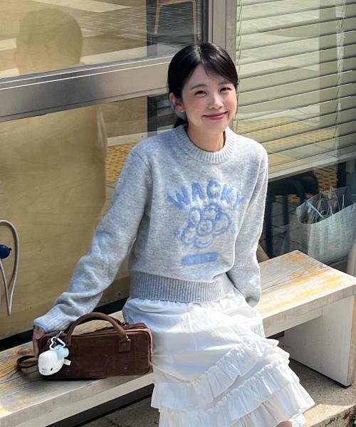 우먼스 빅릴리 그래픽 풀오버 라이트 그레이