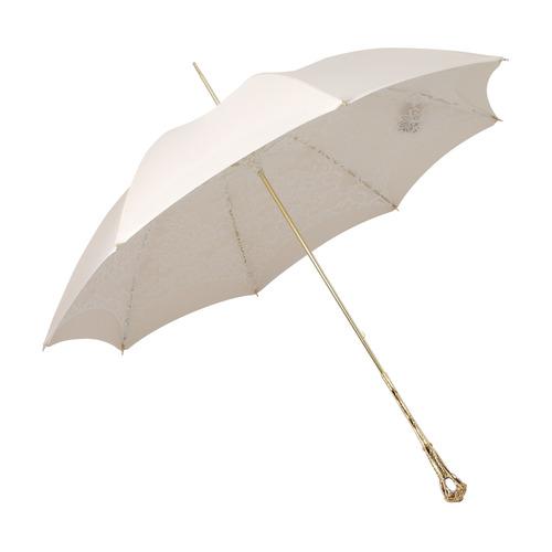 파소티 우먼럭셔리 베리 엘레강트 에크뤼 화이트 더블클로스 주얼드 브라스 핸들 1단 수동 양산 WX9S5E11