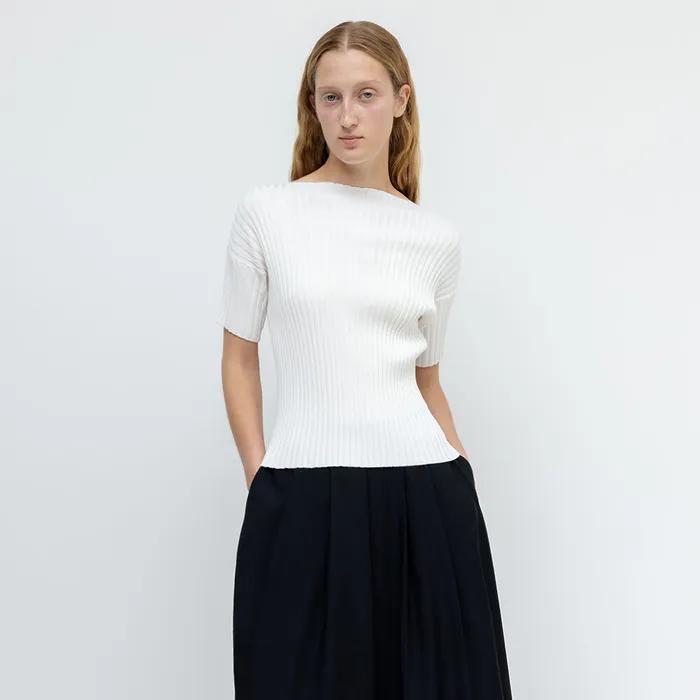 Ribbed Short-Sleeve Pullover_Ivory