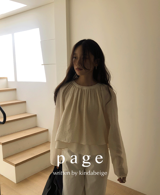 킨다베이지 (*오늘출발!) [page] 샤를 셔링 레이어 블라우스 (4color) (*1천장 돌파)