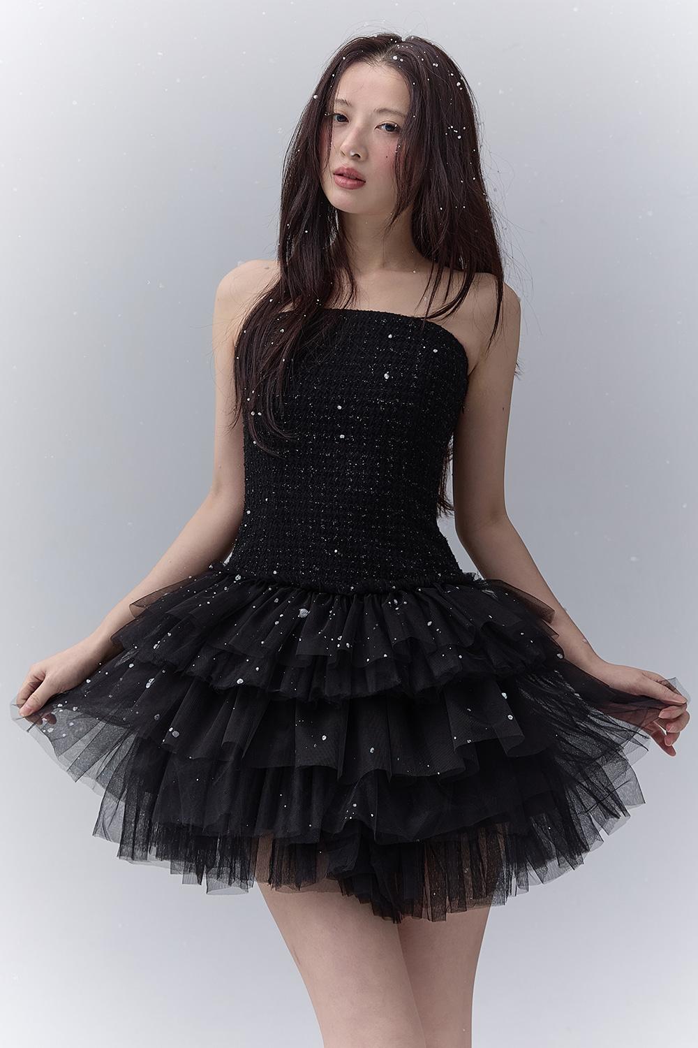 [Exclusive]ROMANTIC TWEED SHA MINI DRESS_TT5W606BK