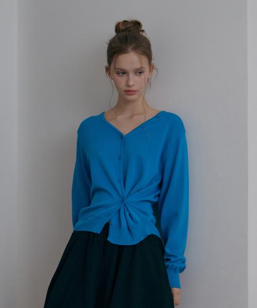 투웨이버튼 브이넥 가디건-클래식블루