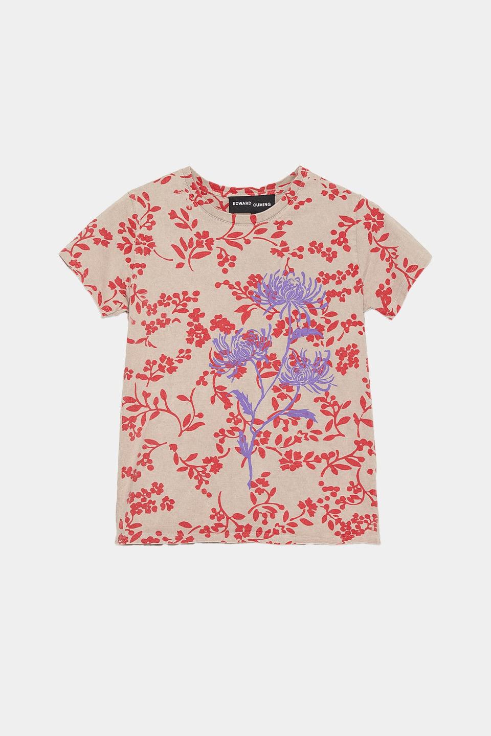 EDWARD CUMING WOMEN'S I FELL IN THE GARDEN SHORT SLEEVE TSHIRT / Washed Sand & Red Purple[For Woman]