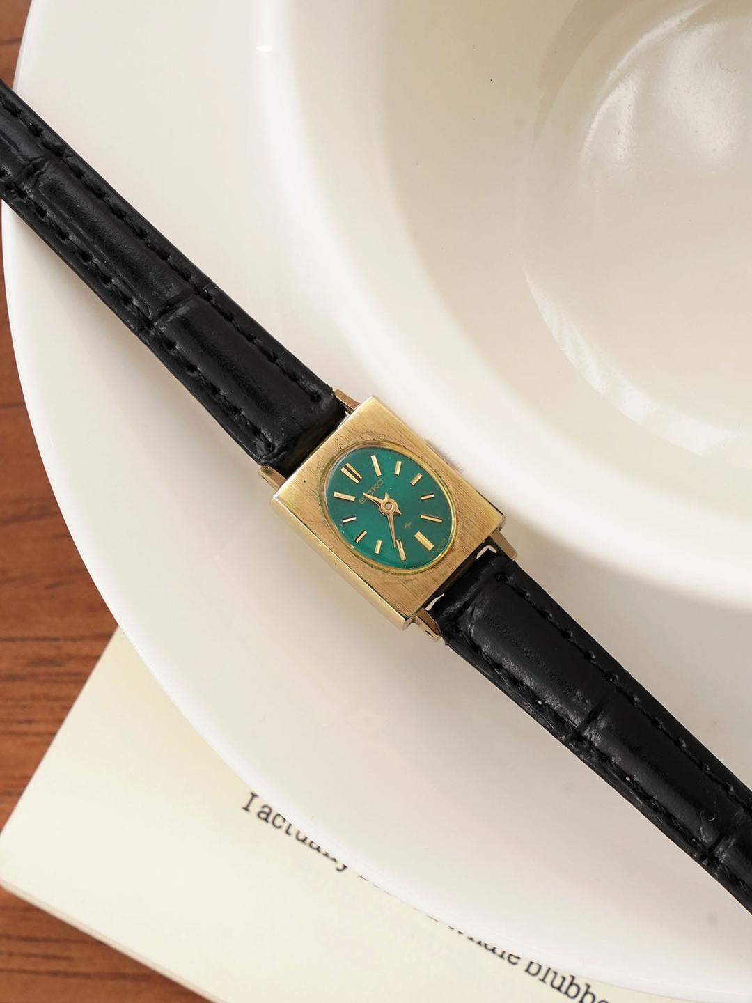 [rare][SEIKO] 1973 Irene Green Dial Gold Case Manual Wind Watch