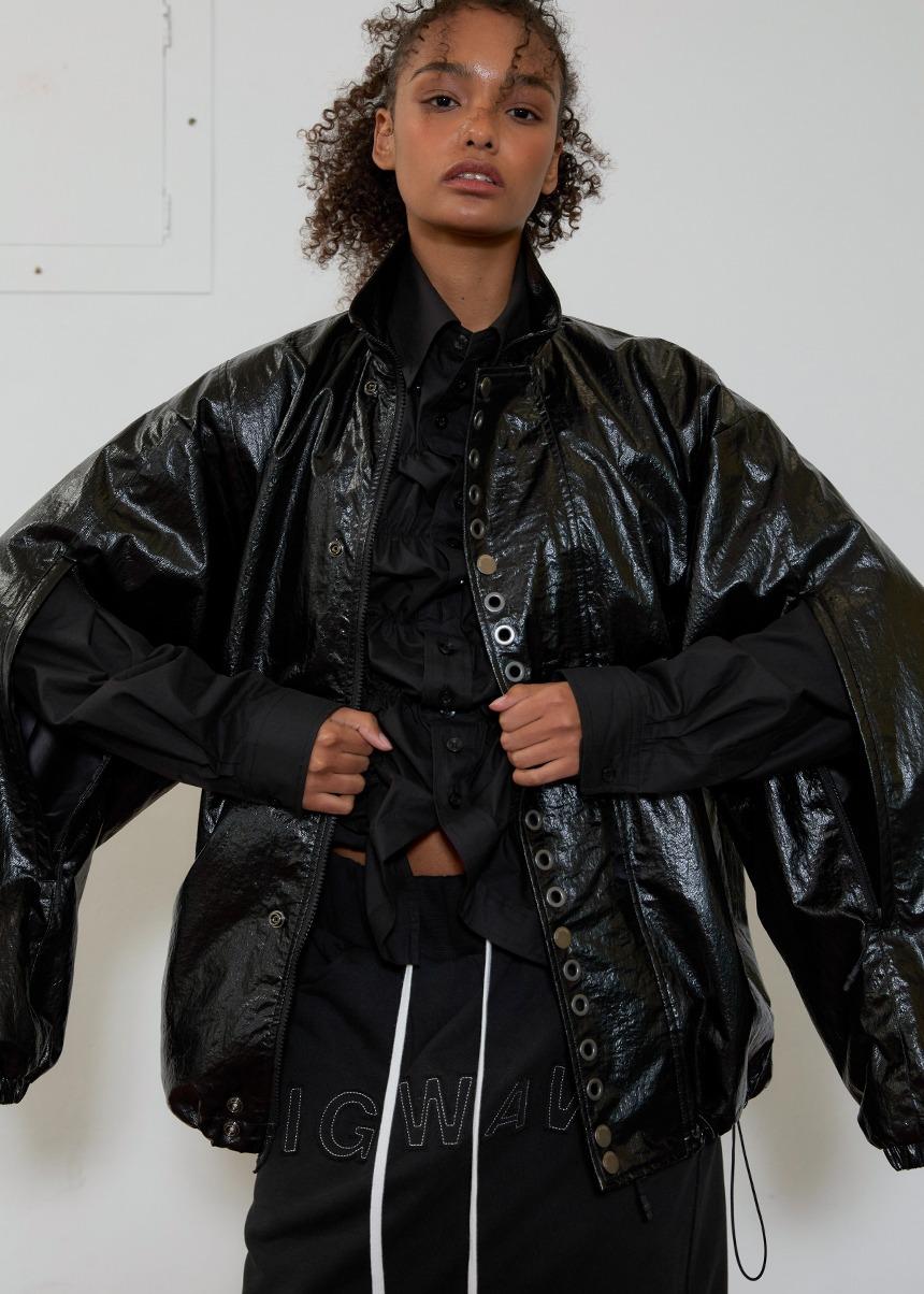 eyelet wind breaker jacket(black)