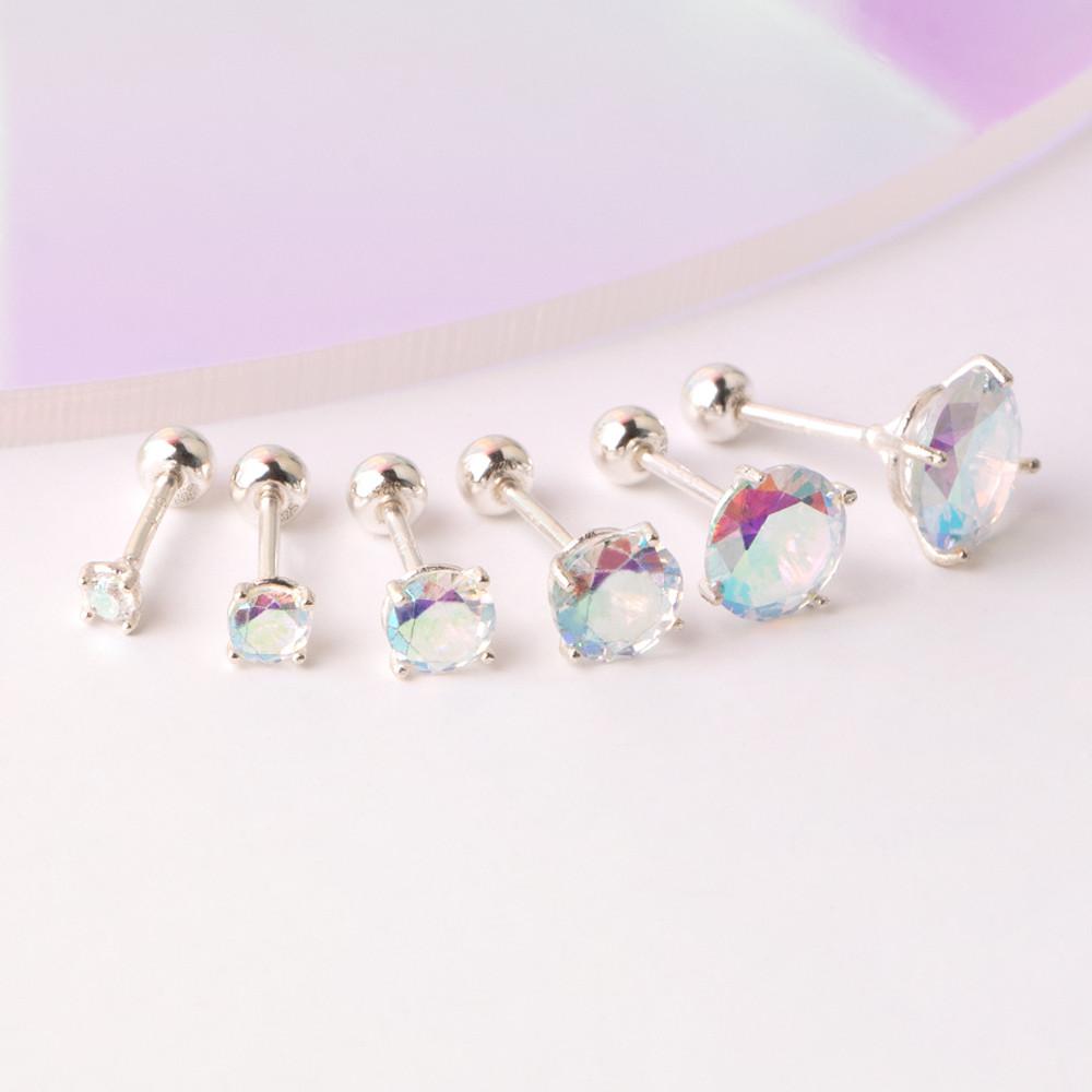 [925실버] AB 크리스탈 라운드 큐빅 피어싱