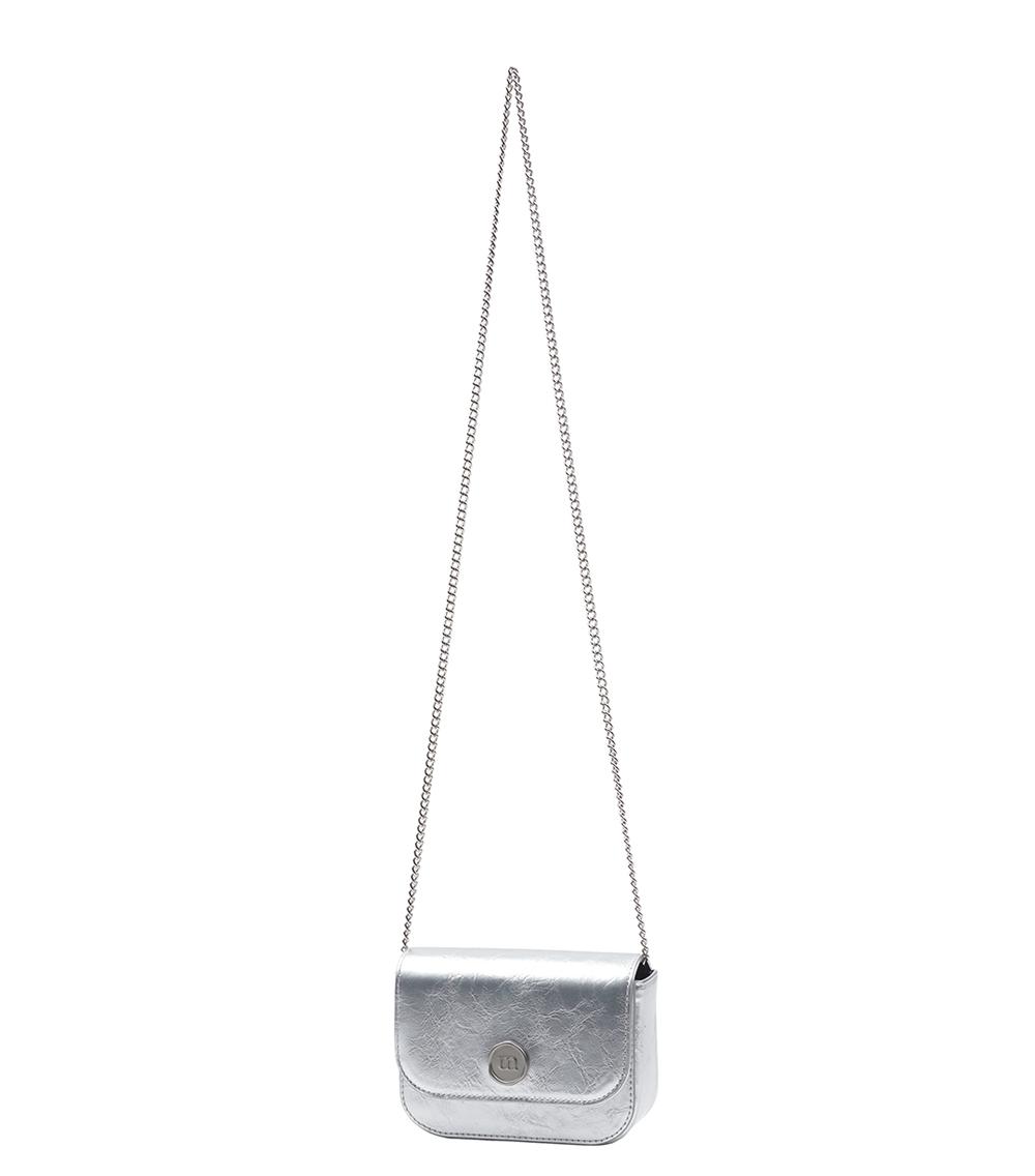 [Vegan Leather] Micro Flap Bag Silver