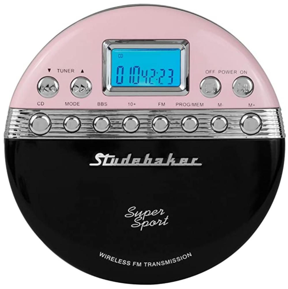 레트로 빈티지 감성 휴대용 CD PLAYER 시디 플레이어 무선 재생 핑크 블랙