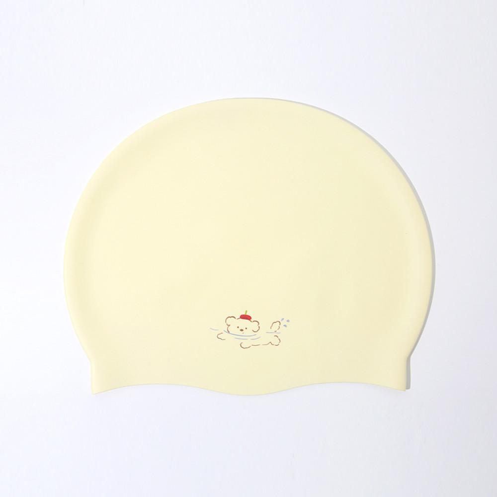 SEACMYDODO 귀여운 강아지 수모 수영모자 두꺼운 수영모 CUSTARD YELLOW