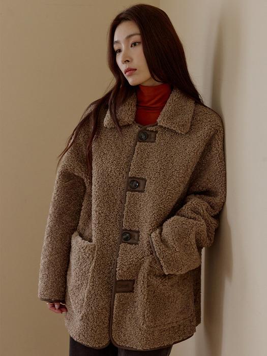 리버시블 하프 무스탕 자켓 [헤이즐넛]