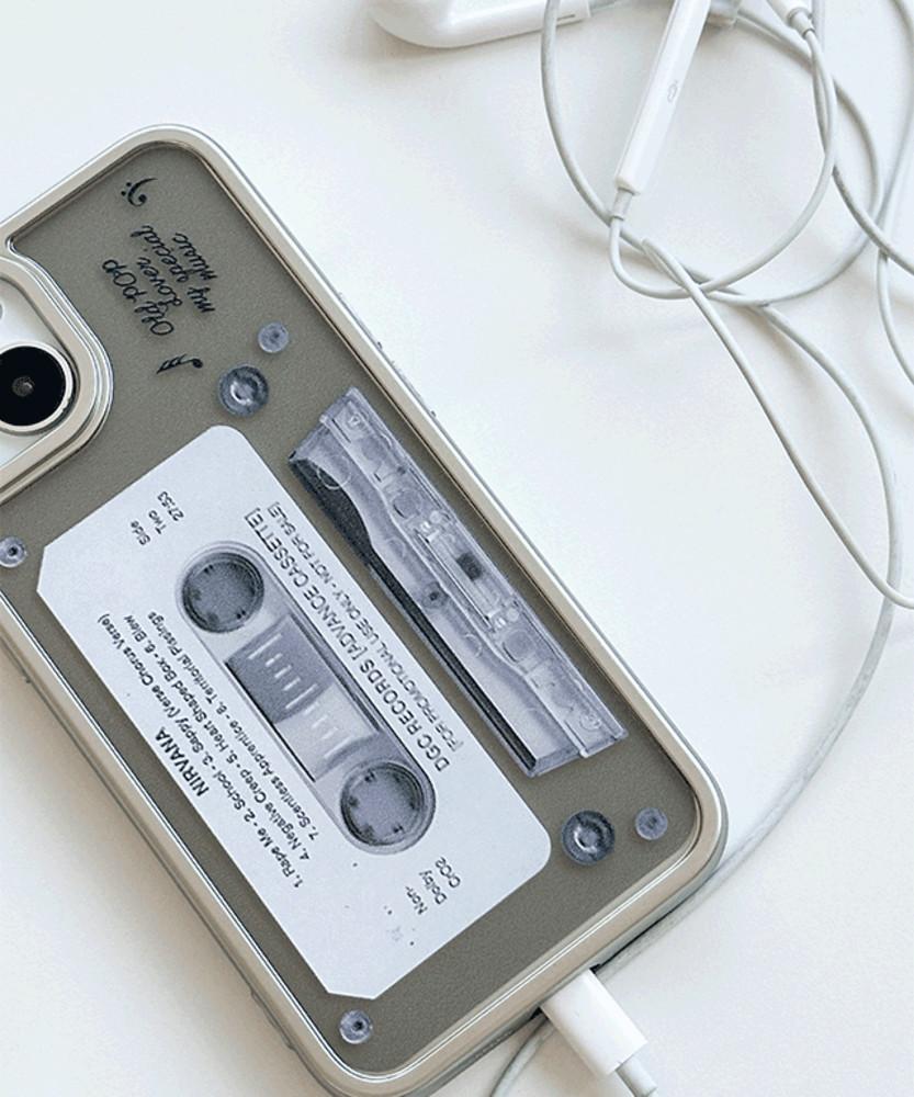 레트로 카세트 테이프 실버 크롬 아이폰 갤럭시 폰케이스 아이폰 16