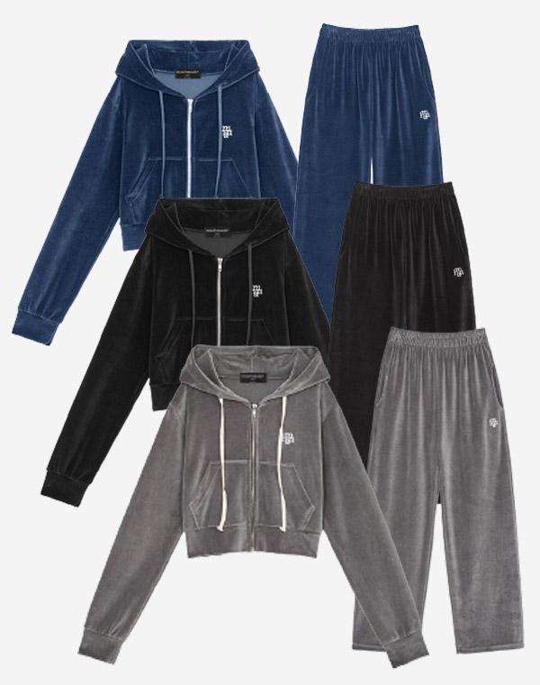 [SET] 벨벳 트레이닝 후드집업 팬츠 셋업