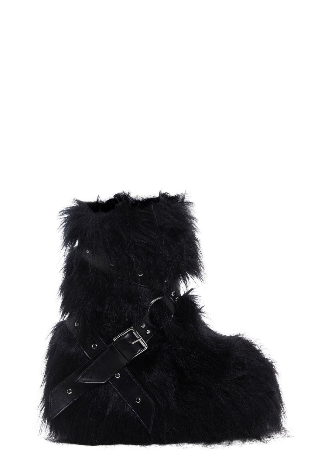 Low Wild Instincts Faux Fur Boots - Black - BLACK / US 6