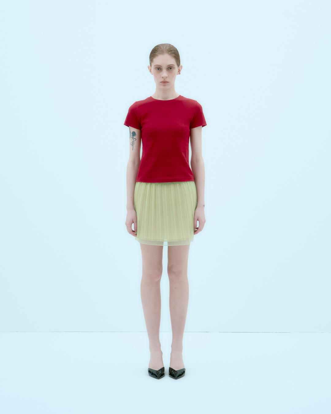 NEKKAR pleated layered mini skirt Apple Green