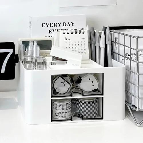 인디케이  화이트 그레이 서랍 데스크 수납함