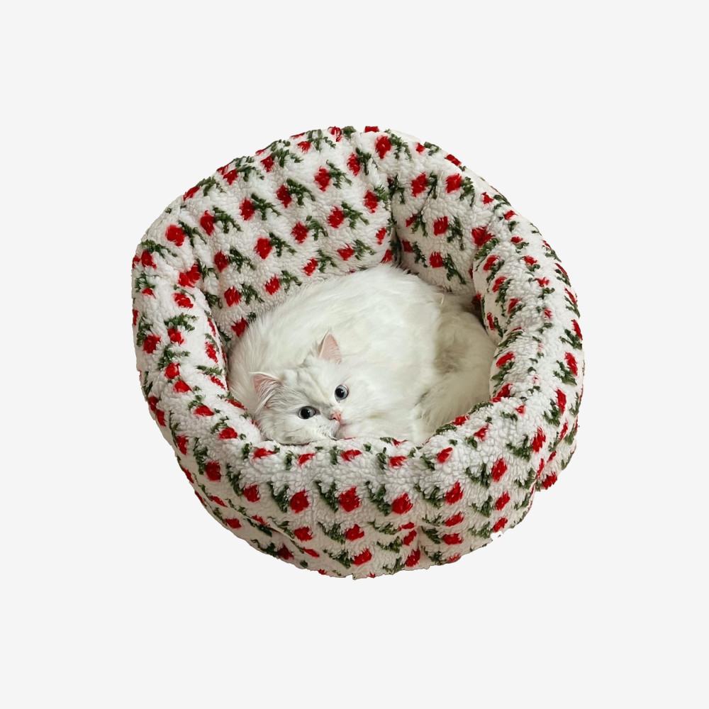 가티가티 고양이방석 쿠션 강아지 화이트로즈