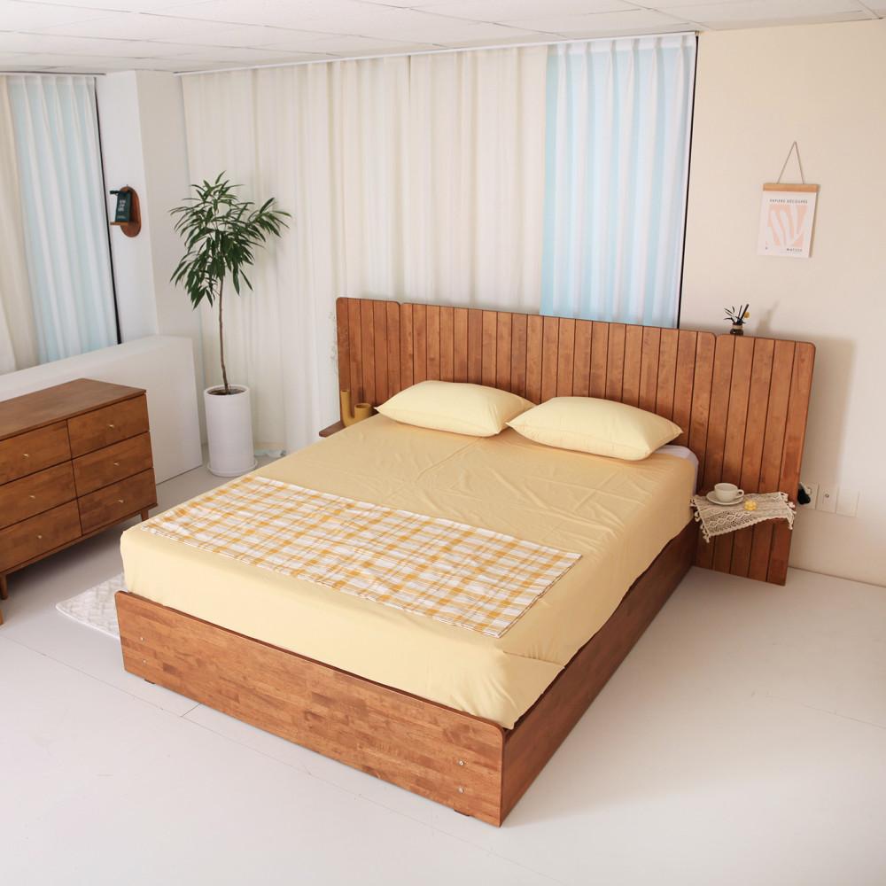 브라우니 B형 수납형 LED+USB 원목 침대 프레임 SS/Q/K/LK