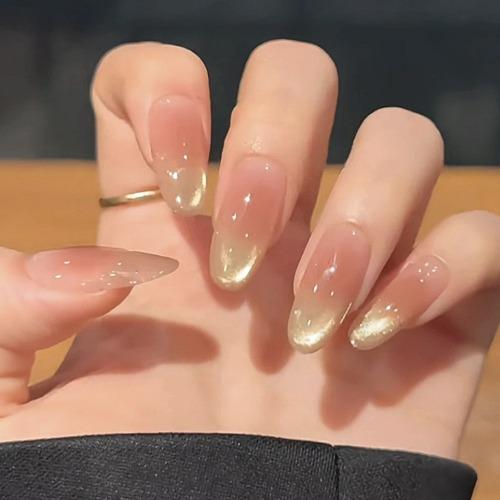 글로우 핑크 골드펄 네일팁