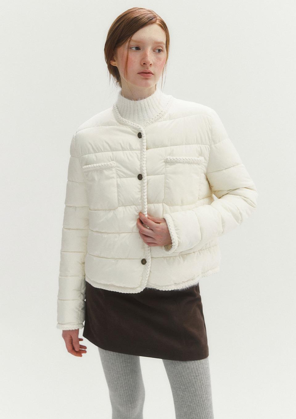 [10/31 순차배송] 트위드 트리밍 패딩 자켓(MAFDPD15NIV)