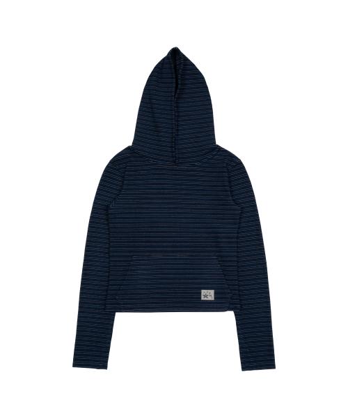 TCM stripe crop hoodie (navy)