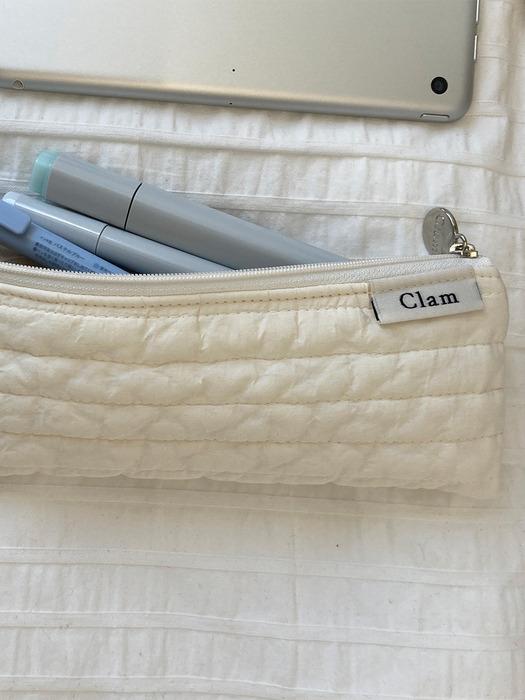 Clam flat pencilcase _ Soft cream