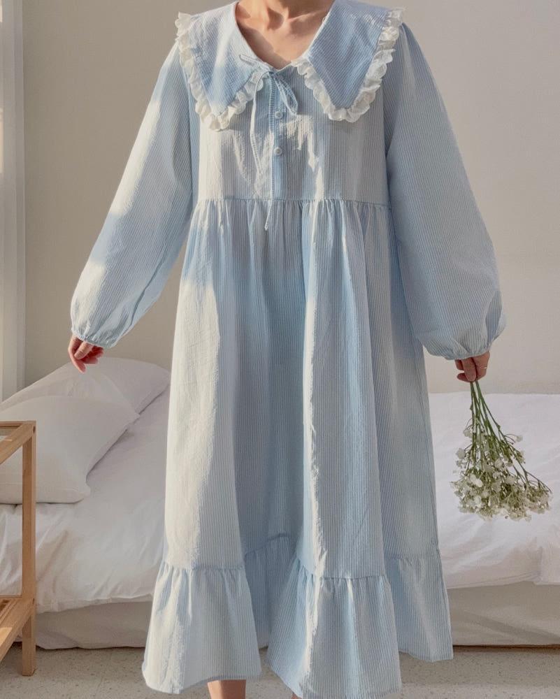 원피스 잠옷 면 헤일리 블라우스 긴팔 파자마 봄