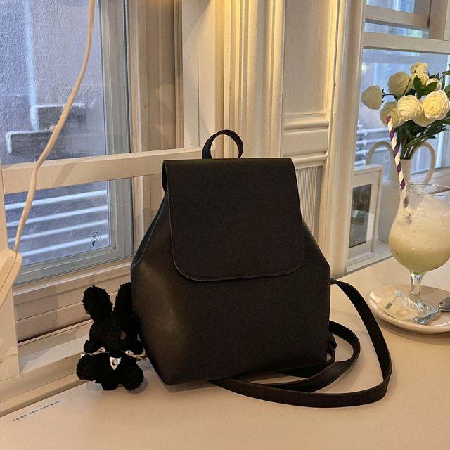 (4color) 루노 소프트 레더 스퀘어 미니 스몰 숄더 백팩 가죽 복조리 실버백 가방