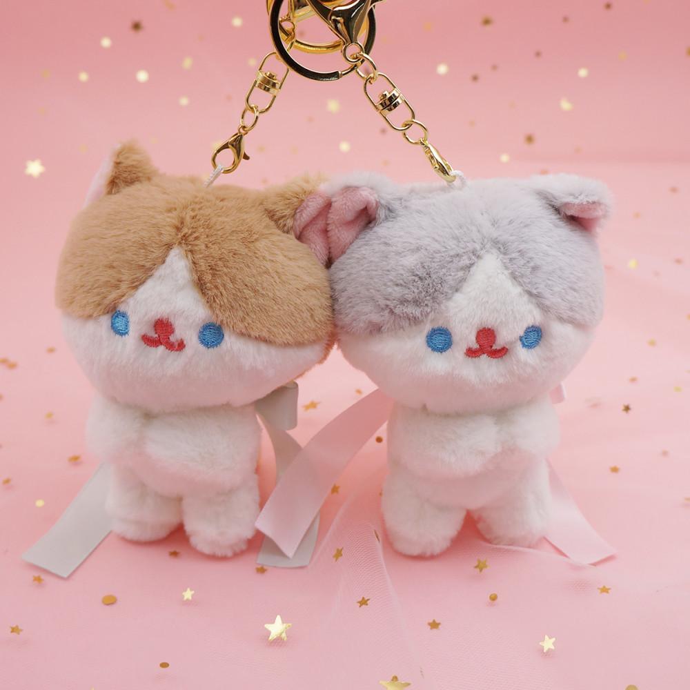 리본묶은 고양이 인형 키링 가방고리 열쇠고리