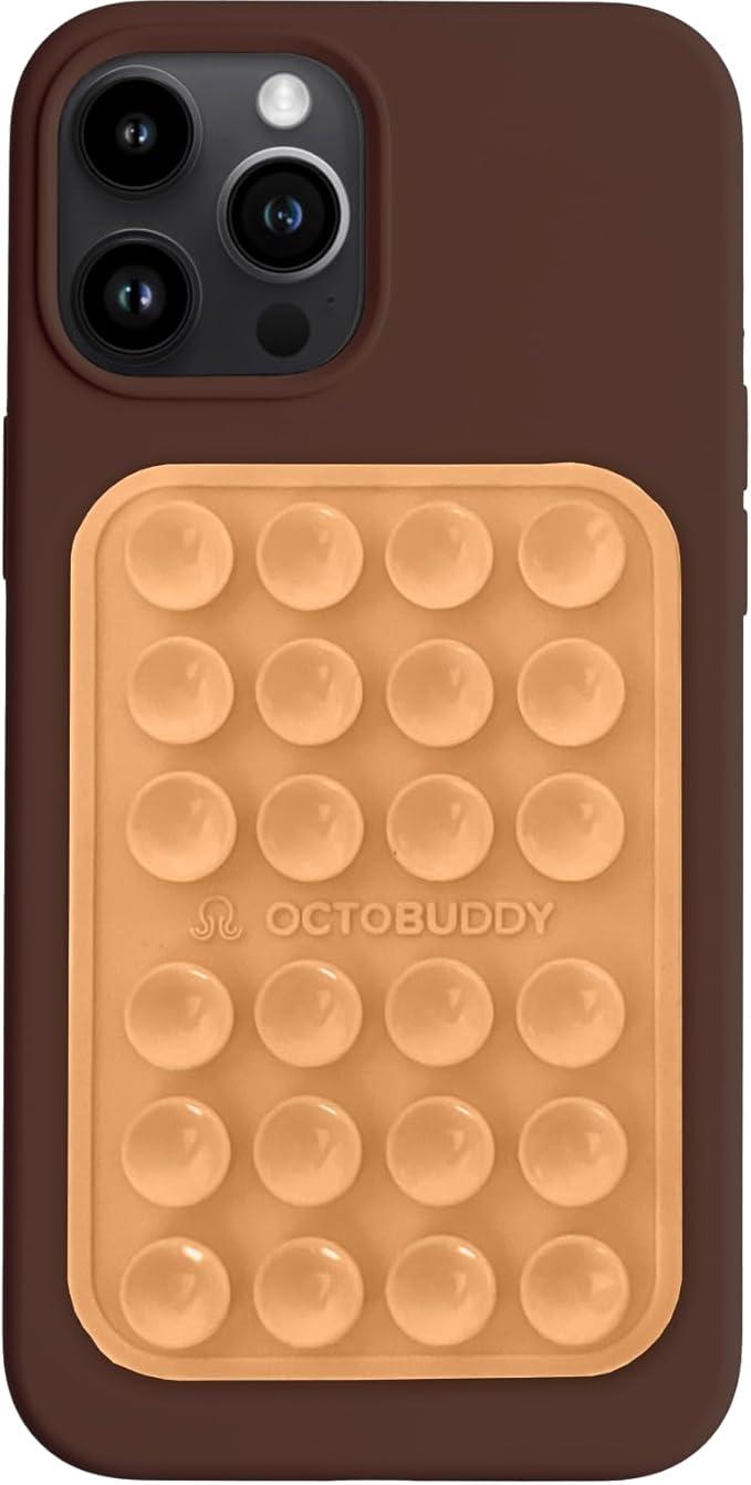 MAX Silicone Suction Phone Case Adhesive Mount - Hands-Free, Strong Grip Holder for Selfies and Videos - Durable, Easy to Use - iPhone and Android Compatible - 2.6″ x 3.9″, Buttercream