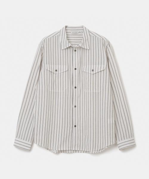stripe pocket work shirt white