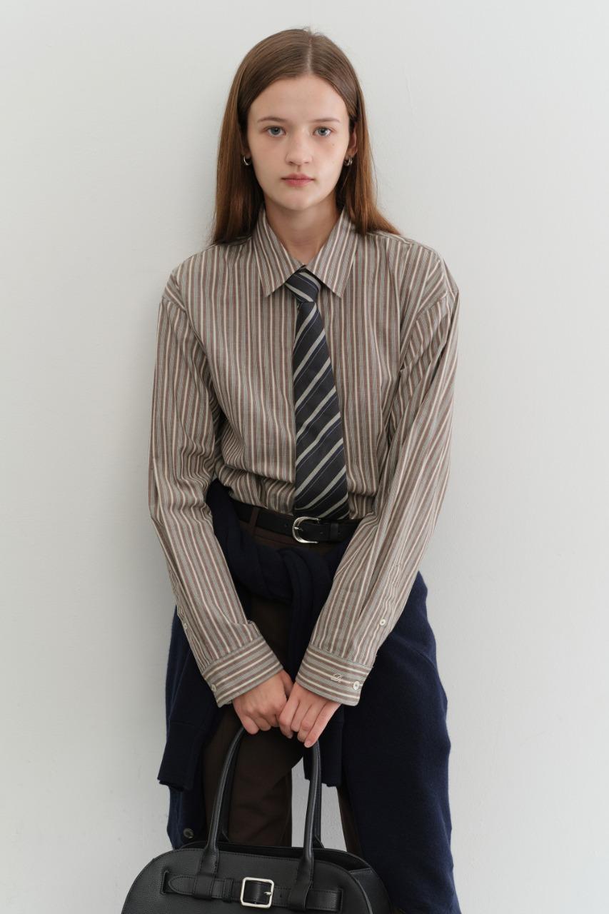 UNISEX INFORMAL SHIRT BROWN STRIPE