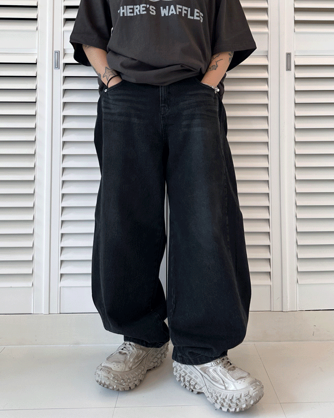 [강추템/unisex]스냅 와이드 벌룬 데님