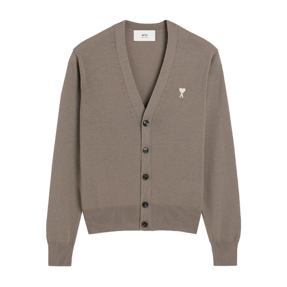 아미 남성 하트 로고 울 가디건 애쉬 베이지 HKC121 KN0025 0952