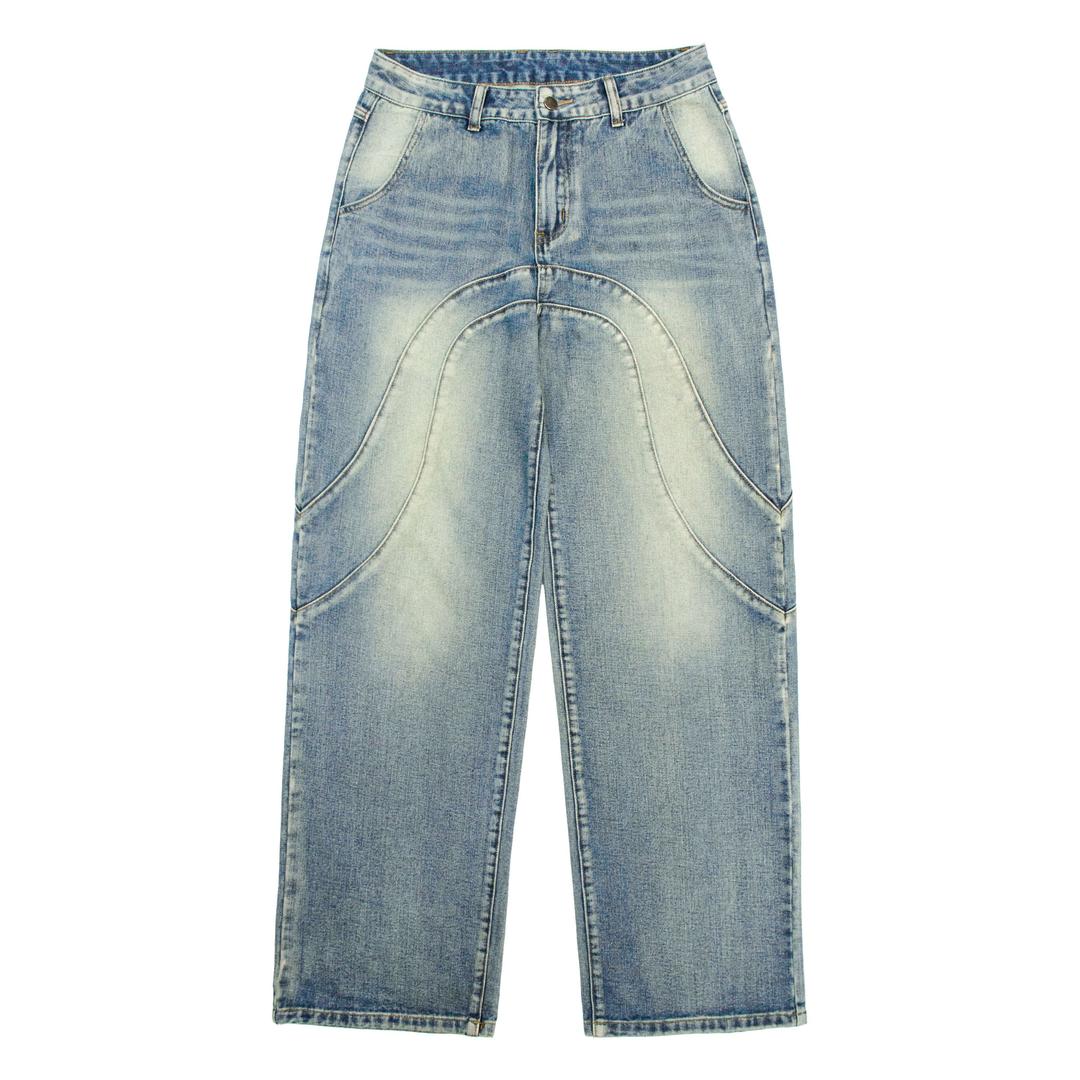 OINIMI split machete pull-down jeans mid-low waist vintage denim pants 풀다운 데님 빈티지 팬츠