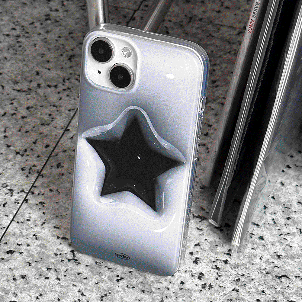 [당일출고/MADE] 블랙 스타 3D입체 Y2K 프린팅 별 아이폰케이스