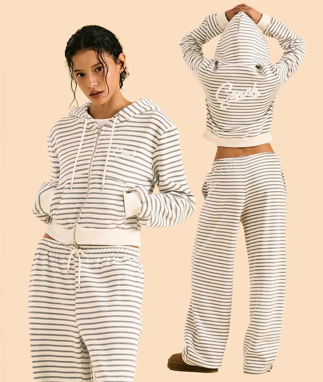 [SET] 로고 기모 후드집업 & 스웻 팬츠