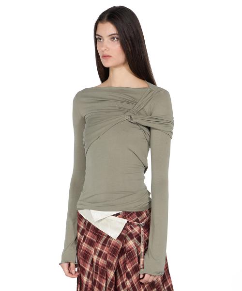 Twist Jersey Top Khaki