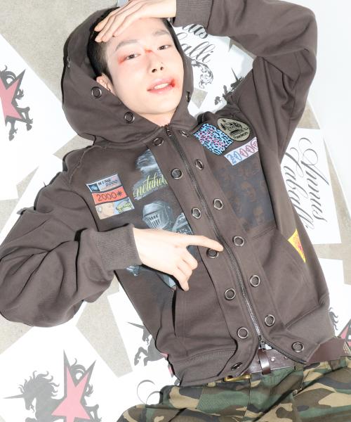 GHD048 락업 아일렛 후드 집업 (CHARCOAL GRAY)