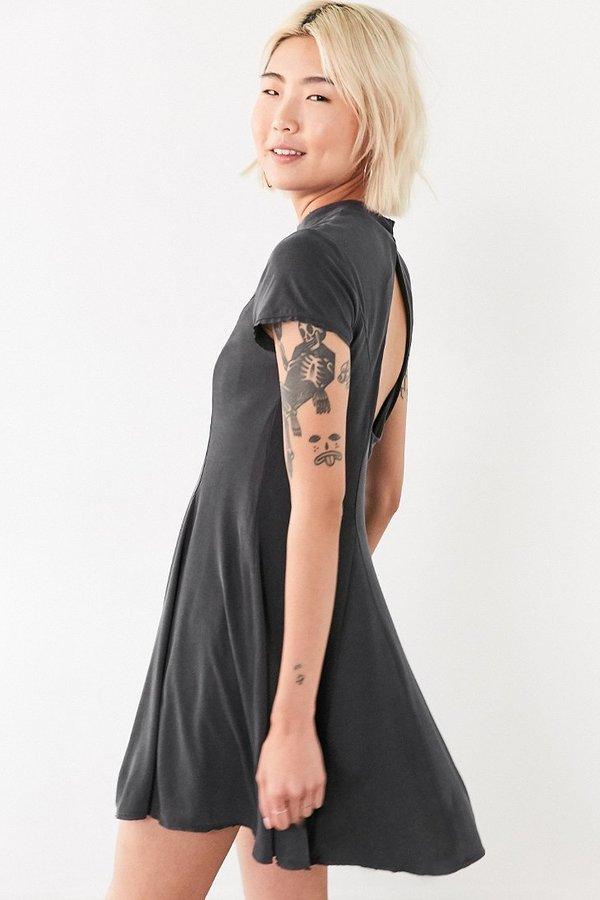 Silence & Noise Silence + Noise Violetta Cupro Mock Neck Mini Dress - ShopStyle