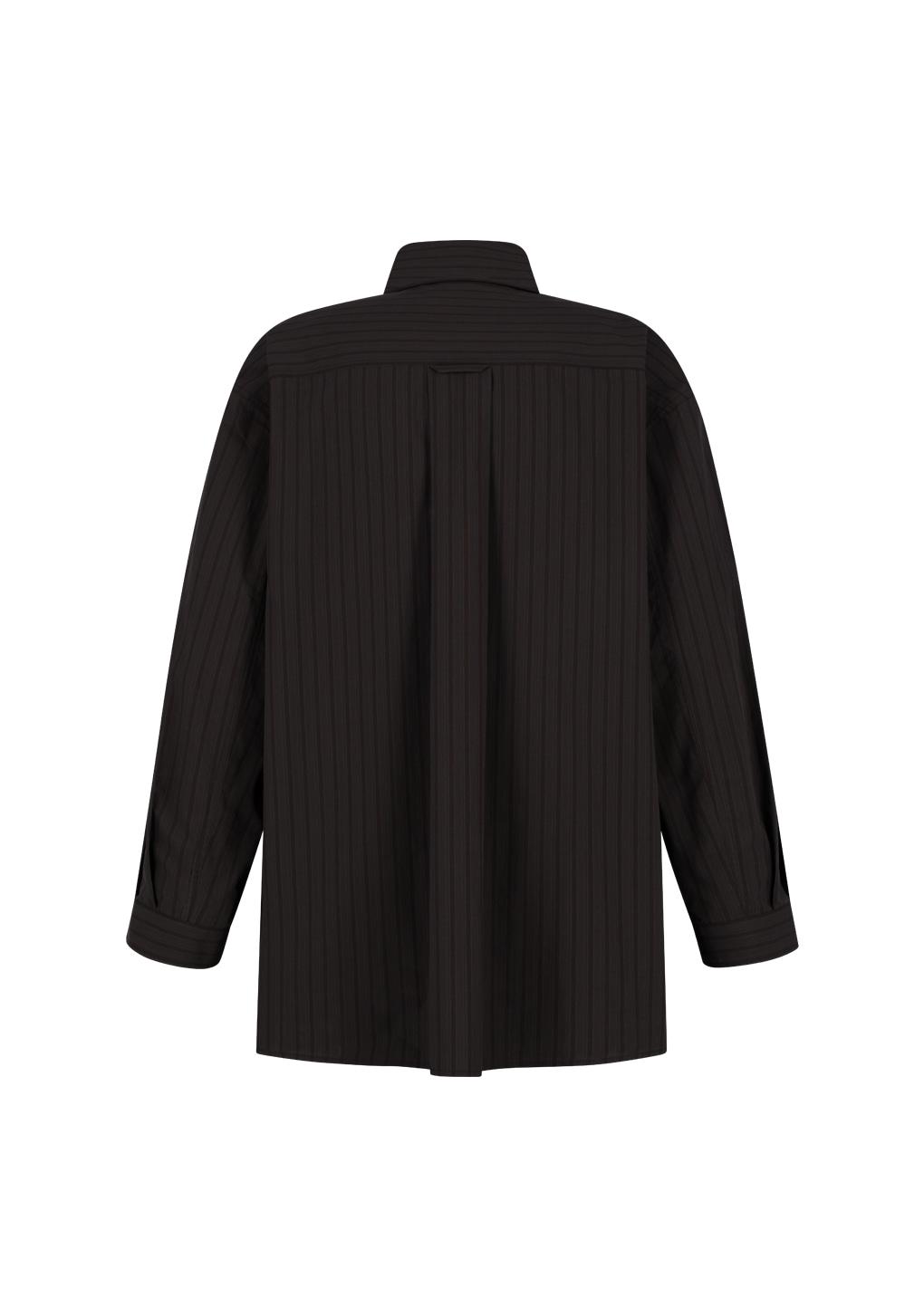 stripe shirring oversized shirts, brown