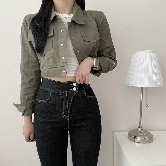 캐주얼 슬림 크롭 야상 자켓 4colcr