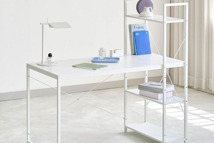 올화이트 컴퓨터 책상 학생 공부 선반 책장 데스크 테이블 1200