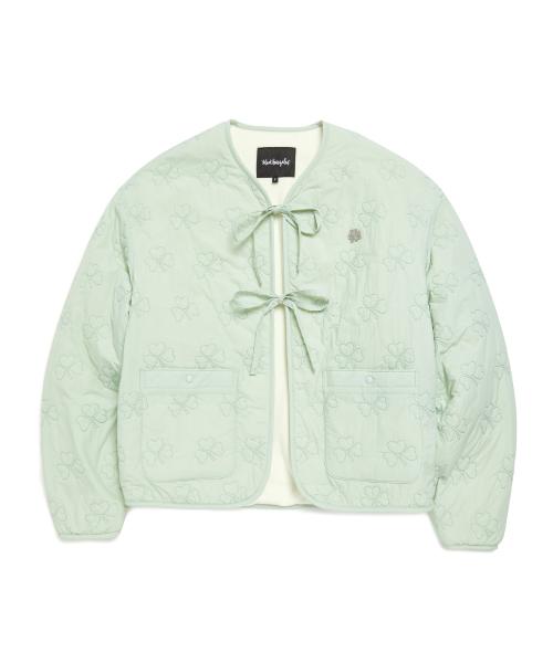 우먼즈 클러브 심볼 퀼팅 리본 포인트 자켓 - MINT