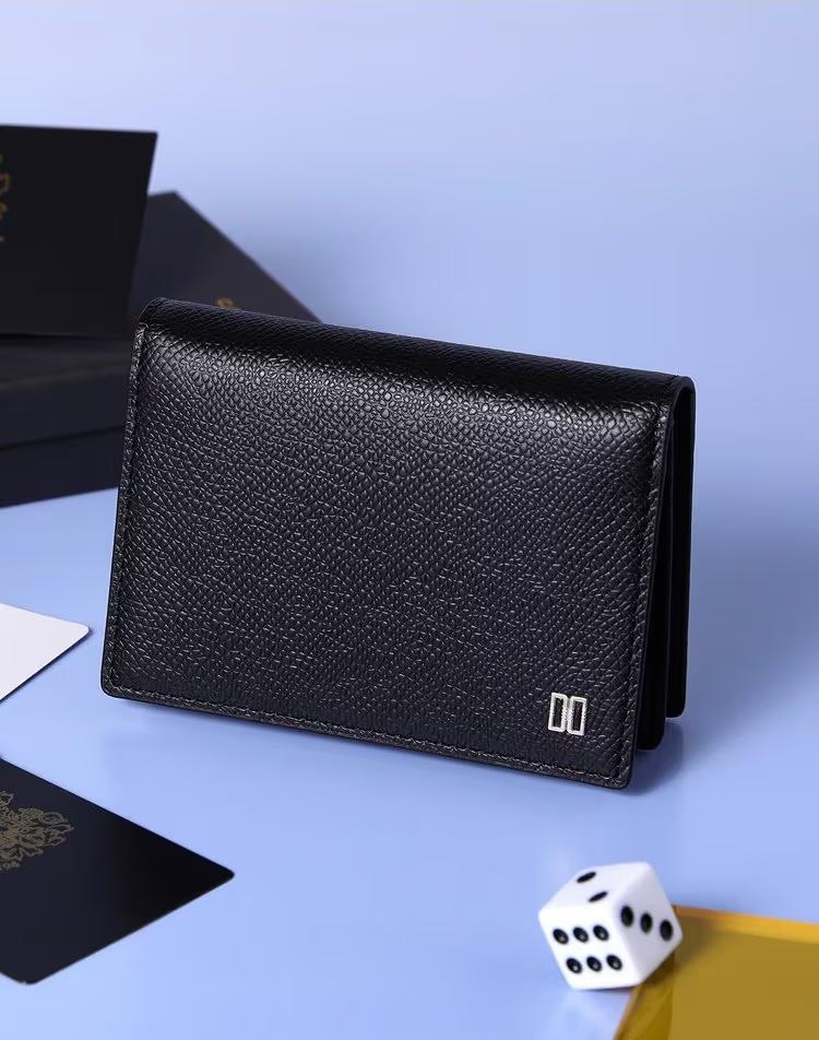 [선물포장재증정]블랙 소가죽 DD로고 내부 체크 라인 포인트 명함 카드지갑