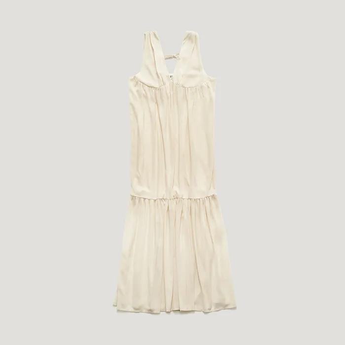 [6th reorder 3/11 AM10:05 open] VELORA SHIRRING SHEER DRESS_PEACH BEIGE