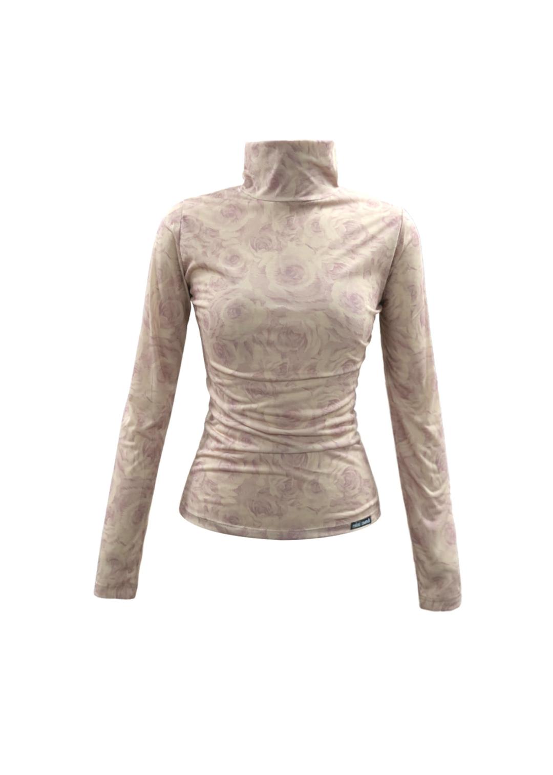 High-neck mesh top(rose)