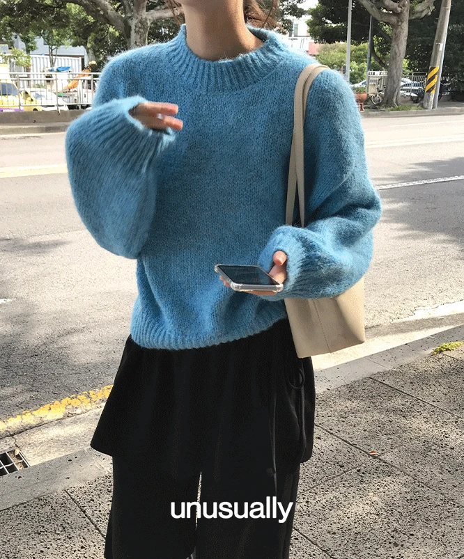 [⛄겨울신상] 언유즈얼리 마로 라운드넥 니트 (4color)/여리핏/부클니트/출근룩/데일리니트/데이트룩