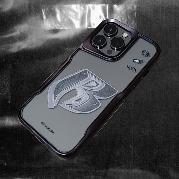 metallic black logo case