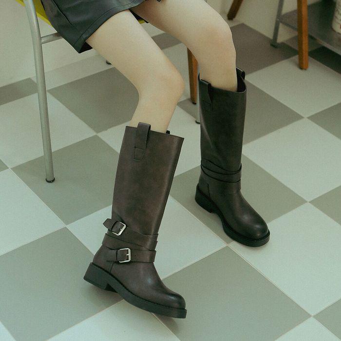ljh1029 belted long boots _ 2colors